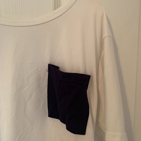 White and Navy Pocket Tee - Picture 3 of 3